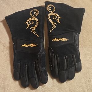 Angel Fire Women's Welding Gloves - Black and Gold - Size M